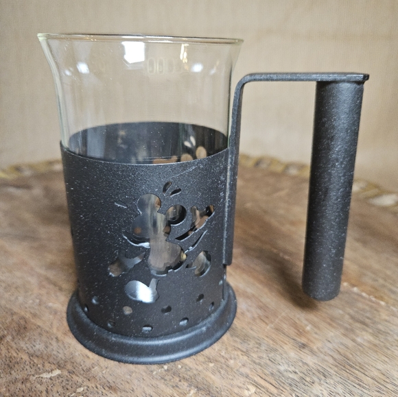 Disney Mickey Mouse Black Cup French Press metal and glass 12 Oz - Picture 2 of 11